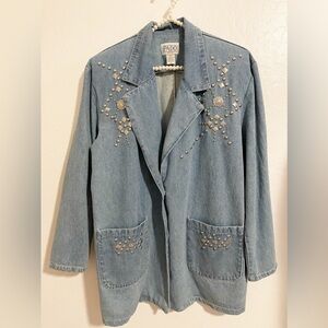 Pado denim western long jacket embelished size S oversized